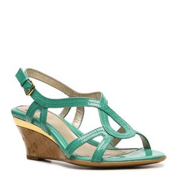 Sofft Shoes - Sofft Paharita Teal/Gold Cork Wedge Sandal sz. 8M